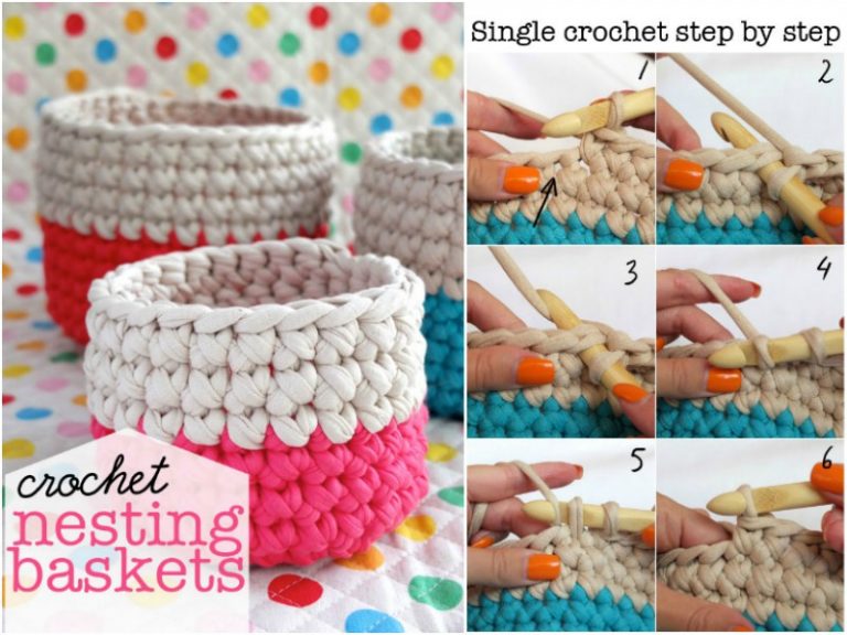 How to Easy Crochet Small Nesting Baskets with Spagetti Yarn? [Free