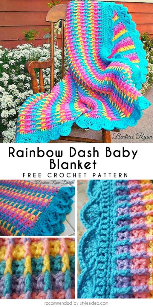 Rainbow Dash Baby Blanket Free Crochet Pattern Styles Idea