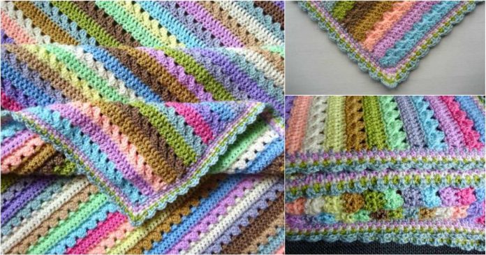 Cupcake crochet stripe blanket-coll