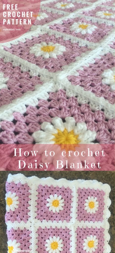 Daisy Flower Blanket Free Crochet Pattern - Styles Idea