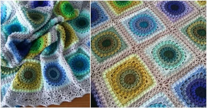 The Peacock Crochet Blanket with Circle of Friends Square