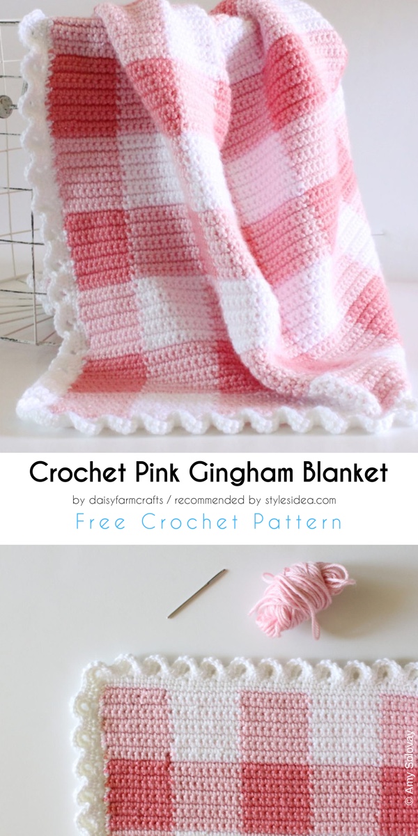 Pink Gingham Blanket Free Crochet Pattern Styles Idea