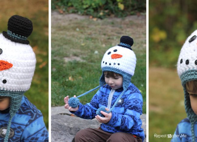 Snowman Crochet Hat - Free Pattern 