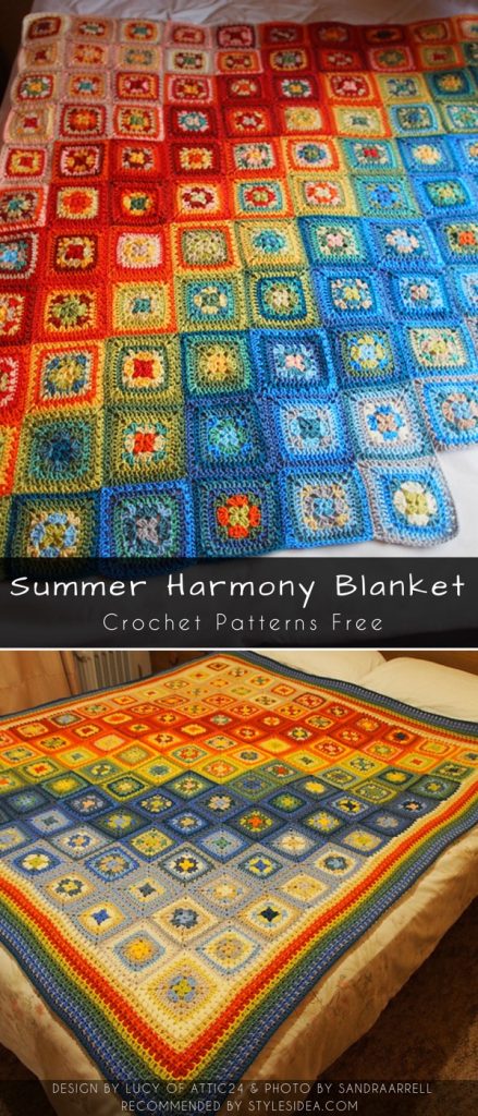 Granny Harmony Square Summer Blanket Crochet Pattern Free - Styles Idea